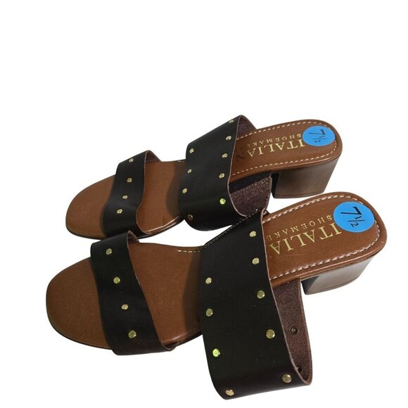 Italian Shoemakers NWOT Studded Leather Slip On Sandals Size 7.5 - Picture 2 of 8